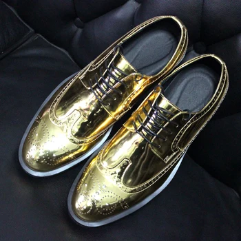 2017 geriausia pardavimo aukso karvės odos odos brogue batai pažymėjo tne nėrinių nekilnojamojo odiniai batai raižyti bullock batai didelis dydis EU45