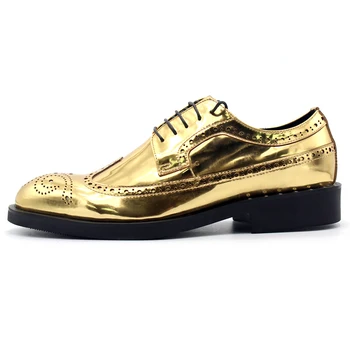 2017 geriausia pardavimo aukso karvės odos odos brogue batai pažymėjo tne nėrinių nekilnojamojo odiniai batai raižyti bullock batai didelis dydis EU45