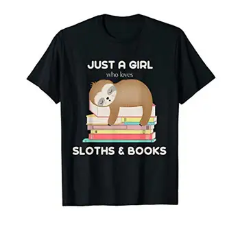 Just a girl, kuris mėgsta tinginiai ir knygų Skaitytojas Dovana T-Shirt