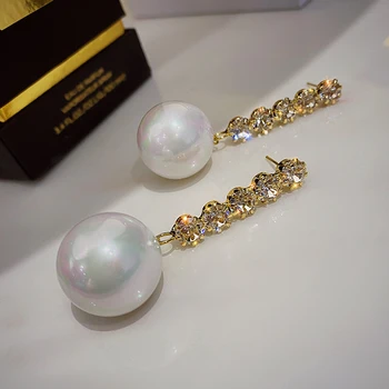 Didelis perlų auskarai, pakabukas ilgai Tendencija Naujas prabangus Moterų Papuošalai Earrring Elegantiškas Perdėti Pakabukas Mados Stud Auskarai