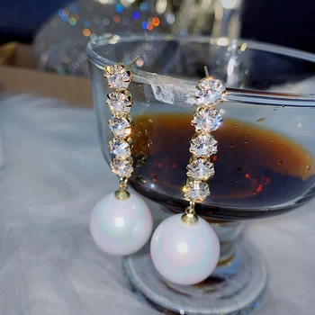 Didelis perlų auskarai, pakabukas ilgai Tendencija Naujas prabangus Moterų Papuošalai Earrring Elegantiškas Perdėti Pakabukas Mados Stud Auskarai