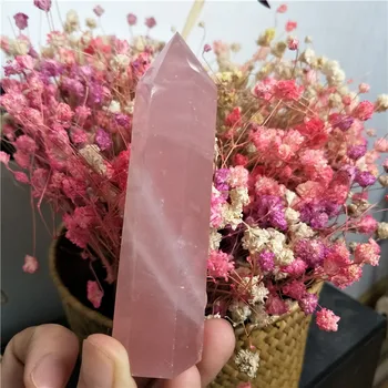 Natūrali uoliena Pink Rose Kvarco Kristalo Lazdelė Taško Gydymo Aukštos Kokybės Mineralinė Akmens Kolekcijos Dekoro Namai 