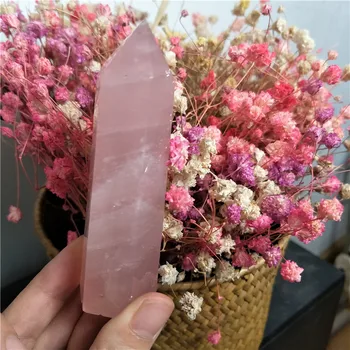 Natūrali uoliena Pink Rose Kvarco Kristalo Lazdelė Taško Gydymo Aukštos Kokybės Mineralinė Akmens Kolekcijos Dekoro Namai 