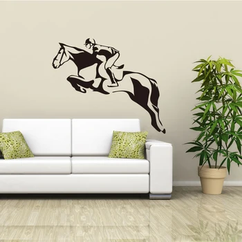 Jodinėjimas žirgais vinilo drožyba lipdukas nuimamas sienos lipdukas meno tapetai, gyvūnų tema plakatas namų puošybai tapybos DW0761