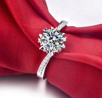 1 Karatų Gryno Aukso 18K Snow Flake Stiliaus Palmary Dizaino Imituoti Deimantų Moterims Vestuvinis Žiedas Romantiška Jubiliejų Dovana Jai