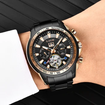 Naujas LIGE vyriški Mechaniniai Laikrodžiai Automatinė Vyrai laikrodžiai Top Brand Prabangos žiūrėti vyrų Laikrodis Karinės Relogio Masculino 2020 m.