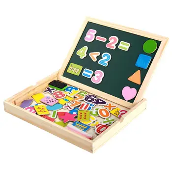 Medinės Magnetinės Dėlionės Dvipusis Piešimo Lenta Žaislas Ikimokyklinio Montessori Ugdymo Numeris Koliažas Vaikų Žaislai Dovana
