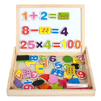 Medinės Magnetinės Dėlionės Dvipusis Piešimo Lenta Žaislas Ikimokyklinio Montessori Ugdymo Numeris Koliažas Vaikų Žaislai Dovana