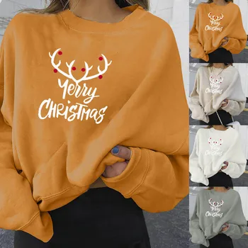 Moterų Palaidinukė Harajuku Kalėdų Hoodies Mergaičių Drabužius Bliuzono Poliesteris Hip-Hop Streetwear Prarasti Ilgomis Rankovėmis Megztinis Viršuje #108