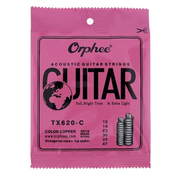Orphee 12Pcs Akustinės Gitaros Stygos Multi-Color Vario Sekas su Pilna Šviesus Tonas & Papildomų Šviesos TX620-C & TX620-S