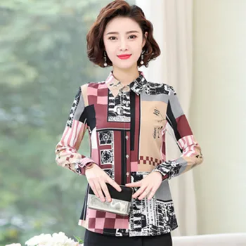 Atspausdinta Marškinėliai Moterims ilgomis Rankovėmis Viršūnes 2020 M. Pavasarį Naujas korėjiečių Laukinių Prarasti Šifono Marškinėliai Vintage Mados Office Moteriška Palaidinė