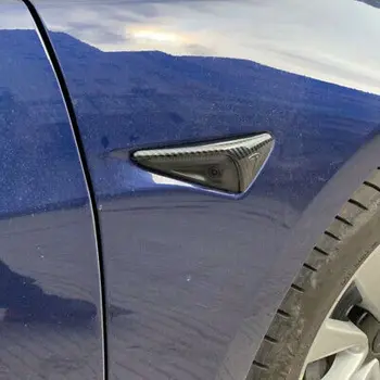 Anglies Pluošto Atrodo Pusės Sparnas Kameros Angos Dangtelį 2vnt Už Tesla Model 3 2018-2020
