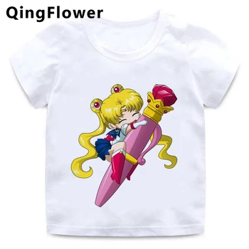 Sailor Moon marškinėliai viršuje berniukai vaikams, cartoon vasaros Anime gyvūnų spausdinti tees