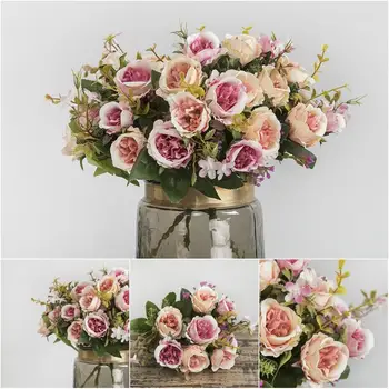 Europos Stiliaus Kambarį Tvora Dirbtinių Gėlių Vazoninių Augalų, Dekoruoti Vestuvių Modeliavimas Gėlių Kompozicijų Maria Rose