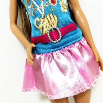 Mados Rožinės spalvos Trumpą Suknelę Apranga Rinkinys Barbie 11 Cm BJD FR SD Lėlės Drabužiai Lėlių Roll Žaisti Priedai