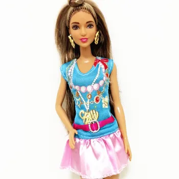 Mados Rožinės spalvos Trumpą Suknelę Apranga Rinkinys Barbie 11 Cm BJD FR SD Lėlės Drabužiai Lėlių Roll Žaisti Priedai