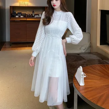 2021 Naują Pavasario Mados Saldus Dviejų Dalių Rinkinys Moterims Korėjos Elegantiškas Ilgomis Rankovėmis Slim Bodycon Mini Suknelė + Akių, Sijonai, Kostiumai Rinkinys