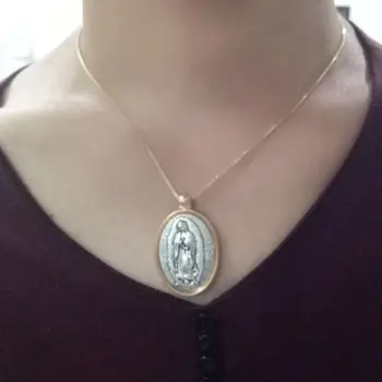 Auksas Varis Grandinės Metalo Mergelės Marijos Pakabukas Karoliai Choker Religinių Juvelyrikos