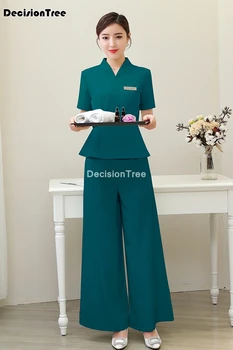 2021 moterų grožio salone, darbo drabužiai viešbutis padavėjo darbo drabužių spa vienodas rudenį trumpomis rankovėmis, pirtis, kojų vonelė uniformos