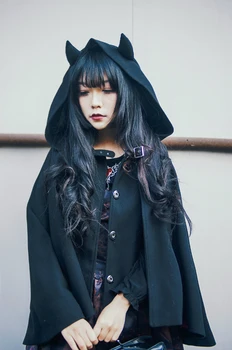 Gothic Lolita Girl Vilnonis Šiltas-išlaikyti Apsiaustu Nemokamas Pristatymas