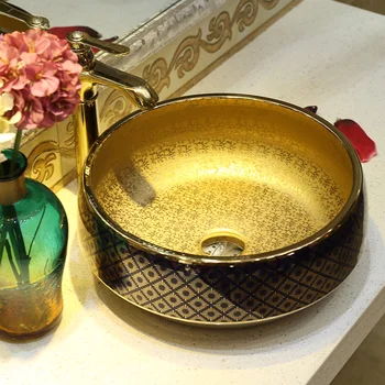 Jing Yan keramikos stalviršio praustuvas praustuvas praustuvas Golden Lotus Aukso Meno