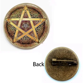 Senovinių Pagoniškų Penkerių-pažymėjo Žvaigždutė Sagė Demonas Ragana Apsaugos Star Amuletas Ženklelis Krištolo ir Stiklo Kupolu Išgaubti Žaislą Dovanų