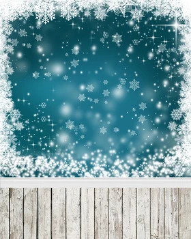 Kalėdų vinilo audiniu žiemos snaigės sienos, medinės grindys fotografijos backdrops už naujagimio foto studija, portreto fonas