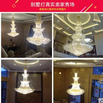 Dvipusis liustra laiptai lempos ilgai liustra villa kambarį lempa sietynas viešbučio projektą kristalų lempos apvalios lempos salė