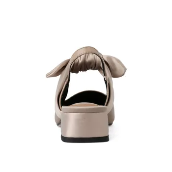 Lenkisen preppy sweety merginos avių odos klasikinis aikštėje kojų paslysti ant slingback moterų siurbliai mažai kulniukai drugelis-mazgas batai L17