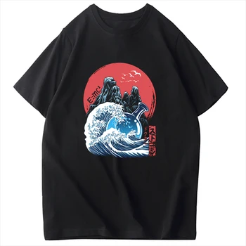 Grafinis Didžiulės Bangos Japonijos Pavyzdys Tshirts Kietas Medvilnės Tees trumpomis Rankovėmis Moteriška Vasaros Viršūnes Marškinėlius Vyrų streetwear