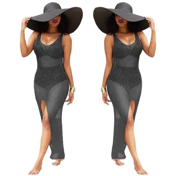 Nauja Seksuali Bikini Paplūdimio Cover-up maudymosi kostiumėlį Apima Iki Maudymosi Kostiumą Vasaros Paplūdimio Drabužiai Mezgimo maudymosi Kostiumėliai Paplūdimio Tinklinio Suknelė Tunika Skraiste