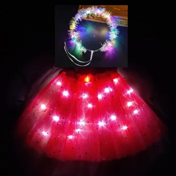 2020 nauja Vaikų sijonas šviesos sijonas su šviesos sijonas led sijonas naujiena sijonas su liuminescencinėmis tutu sijonas, suknelė raudonos spalvos sijonas