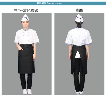 (10set Hat&Marškinėliai&Prijuostė)Šefo trumpomis rankovėmis, viešbučio virtuvės restoranas, Japonų & korėjiečių virtuvės šefas vienodus drabužius, vyrai ar moterys