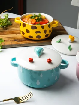 Keramikos burbulas makaronų dubenį su įdomus padengti vieno studentų bendrabutyje su kūrybinė asmenybė namų momentinių didelis sriuba bowl