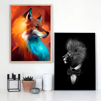 Abstrakti tapyba gyvūnų šunų ir lion head vyras aliejaus tapybai dovana tapybos biuro kambarį koridoriaus namų puošybai freskos