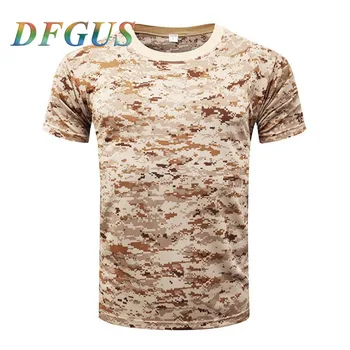 DFGUS Naujas Kamufliažas T-shirt Vyrai Kvėpuojantis Armijos Taktinis Kovoti Marškinėliai Karinės Sausas Camo Stovykla Tees-ACU