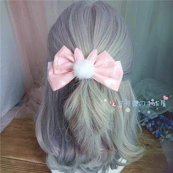 Minkštas sesuo rožinė šukuosena lankas plaukų lankelis KC triušis lolita Japonų mergaitė saldus širdies staigius lolita vertus rankovės