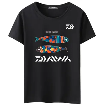 Daiwa Minkštas Quick Dry Žvejybos trumpomis rankovėmis Jersey Medvilnės Žvejams, Žūklės Megztiniai Žvejybos Apranga Kvėpuojantis Žvejybos T-Shirt