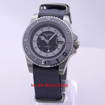 Bliger 40mm Automatinis Mechaninė Mens Watch Prabanga Safyro Stiklas Laikrodžio Šviesos Vandeniui Nailono Diržas Kalendorius Laikrodis Vyrams
