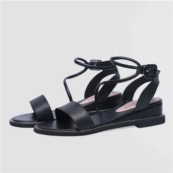 Lsewilly 2020 naujas atvykti odos pleišto batai moterų sandalai sagtis vientisų spalvų paprastas atsitiktinis batai ponios vasaros sandalai