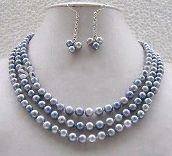 Juvelyriniai dirbiniai gana madinga nekilnojamojo juoda perlų karoliai, auskarai nustatyti 16