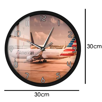 Amerikos Lėktuvo Metalo Rėmas Šviesos Sieniniai Laikrodžiai Komercinių Orlaivių Plokštumos, Modernus Dizainas, Garso Valdymo Sienos Žiūrėti Ne-Tiksi