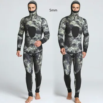 2018 naujas žiemos kamufliažas 5mm dviejų dalių vyrų plaukimo, nardymo vandeniui šiltų drabužių Dydis S-XXL