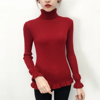 2019 Naujas-Rudenį Golfo Puloveriai Megztiniai Gruntas marškinėliai Pynimas rankovės Trumpos korėjos Slim-fit stora megztinis