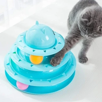 Pet žaislas katė žaislas žvalgybos trijų aukštų bokštas kelio ratas, kamuolys, naminių gyvūnų reikmenys, kačių žaislas kamuolys
