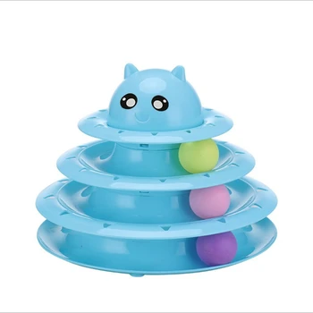 Pet žaislas katė žaislas žvalgybos trijų aukštų bokštas kelio ratas, kamuolys, naminių gyvūnų reikmenys, kačių žaislas kamuolys