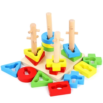 Vaikams, Žaislai, Mediniai Blokai Švietimo Žaislai Sukasi Geometrinės Formos Atitikimo Žaislai Vaikams Gyvūnų Krovimas Juguetes Oyuncak