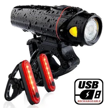 Dviračio šviesos plius 2 užpakaliniai žibintai Aukšto blizgesio T6 LED dviračio žibintas Dviračių žibintų žibintuvėlis atsparus vandeniui