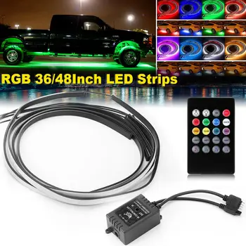 Automobilių Atmosfera Lempos RGB Juostos Lengvųjų Automobilių Vamzdis Underglow Underbody Sistema Neoninės Šviesos Rinkiniai Dekoratyvinės Šviesos Muzikos garso Kontrolė
