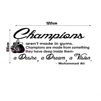 Lipdukai Čempionai nėra Padaryta Salėse Muhammad Ali Citata jam prilygintą išsilavinimą Meno, Lipdukas Kambarį, Sporto salę, Sienų Dekoras Plakatas 29 cm x 65 cm